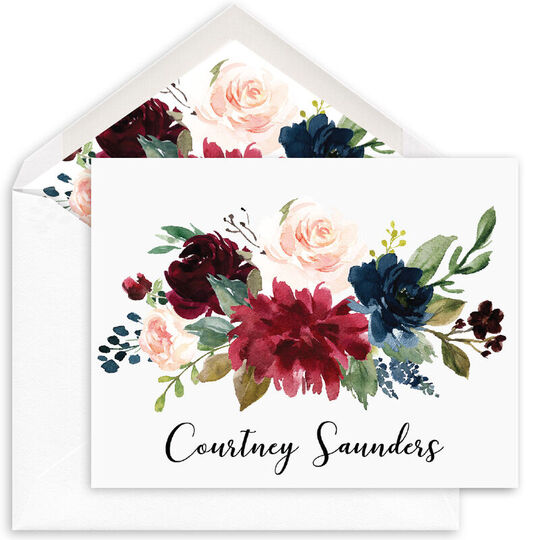 Burgundy Floral Folded Note Cards